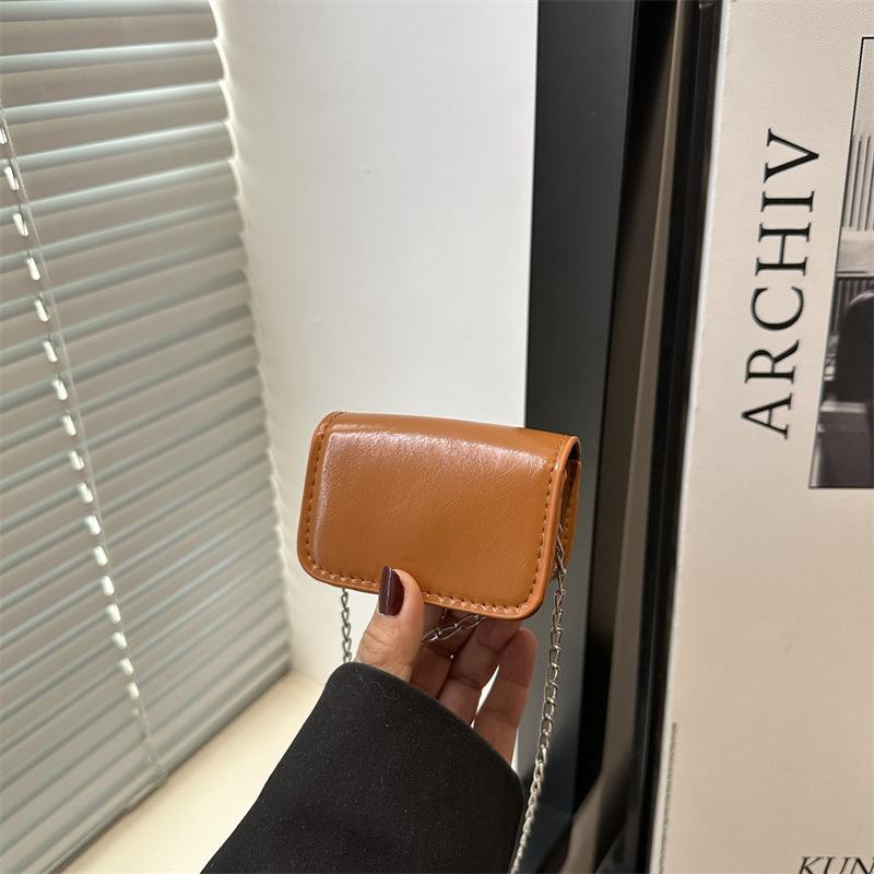 New mini solid color casual small square bag, premium texture simple chain, shoulder messenger bag, women's bag.