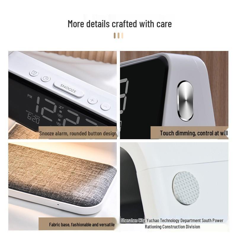 Creative 3-in-1 Fashion Clock Night Light & 15W Wireless Charger Lamp