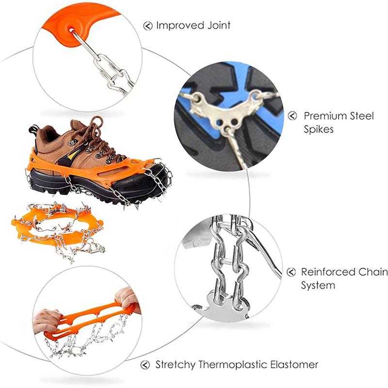 Ski Mountaineering Outdoor Ten-Tooth Ice And Snow Anti-Slip Shoe Covers Outdoor Mountaineering Crampons 10-Tooth Ice Grab