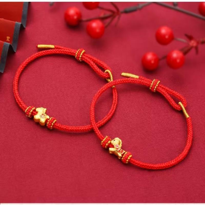 2026 New Year Zodiac Horse Lucky Braided Rope Bracelet Chinese Style Red Thread String Adjustable Bracelets Blessing Jewelry