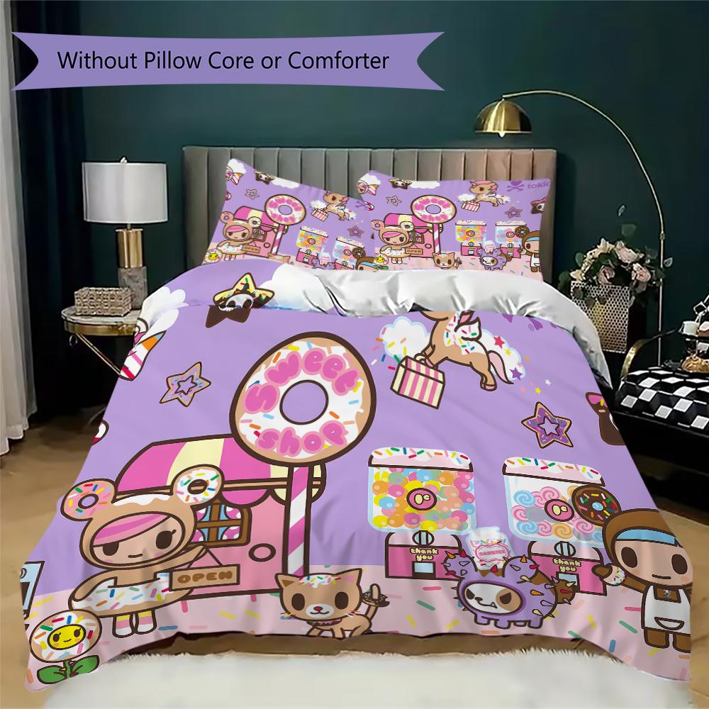 Tokidoki Pattern Bedding,Quilt Set Quilt Cover Pillowcase Home Birthday Gift (1*duvet cover+2*pillowcase,without core)FSJT261012009