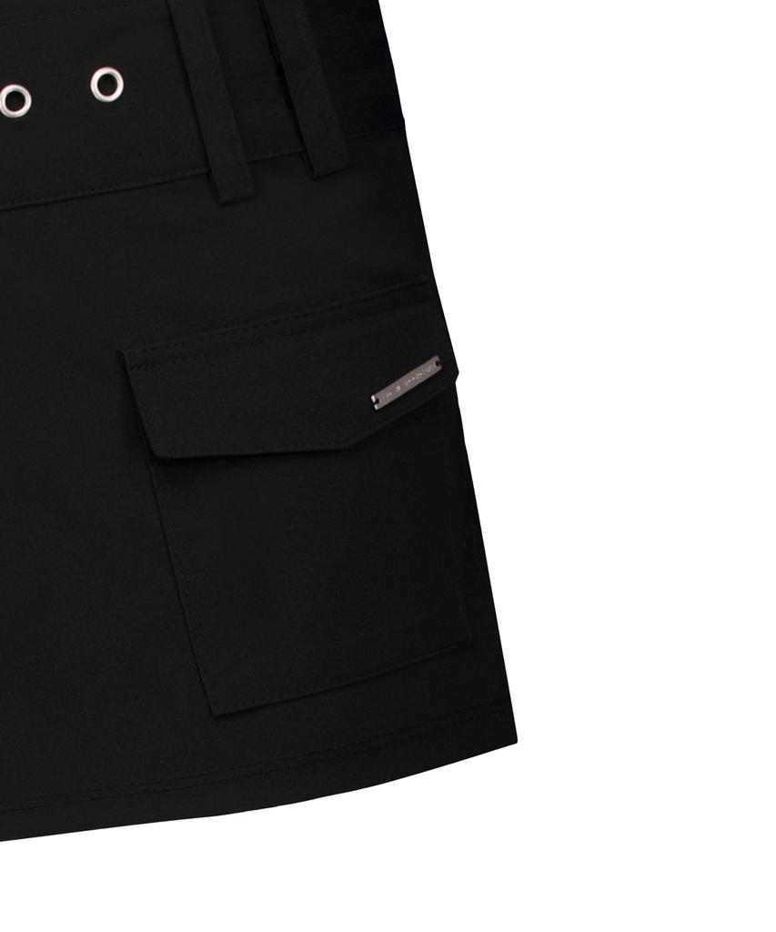 ROCKCAKE Wide Belt Wrap Skirt - Black
