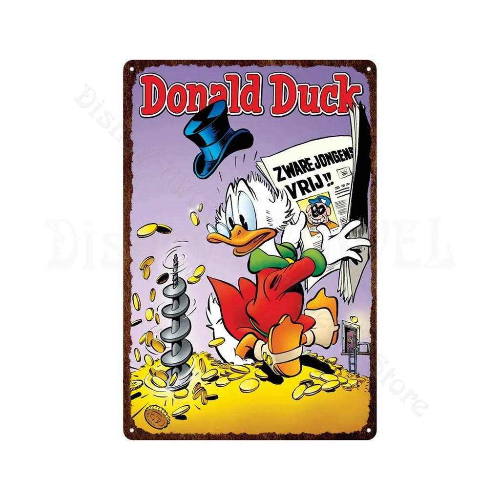 Metal Signs Donald Duck Uncle Scrooge Classic Animation Metal Poster Decorative Tin Painting Vintage Retro Kid Room Decor