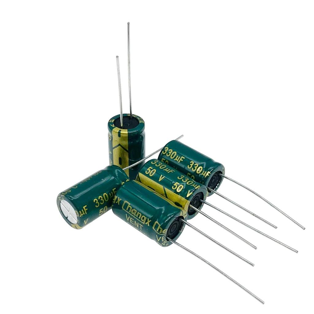 20pcs 50V 330UF Capacitor 10x17MM(0.39x0.67in) High Frequency Aluminum Electrolytic Capacitors for TV, LCD Monitor, Game