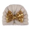 New baby sequined knotted thermal hat in autumn and winter, cute baby bow knitted hat, children's hat
