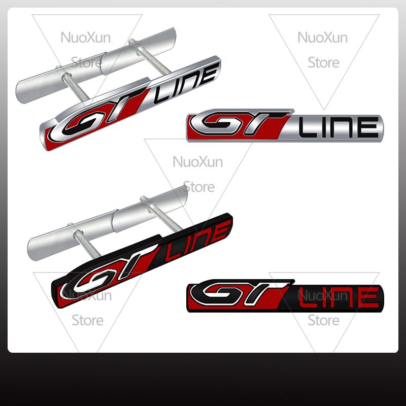 1x GT LINE Car Grille Badge Sticker For Citroen Peugeot 2008 208 3008 308 RCZr 206 207 Dacia Logo Metal Trunk Emblem Accessories ENH5