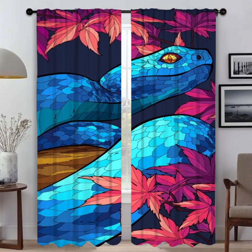 Tierische Küchenvorhänge für Wohnzimmer Vorhang Heim-Innenvorhänge 2 Stück Jalousien Raumteiler Halloween Dekoration Rollos