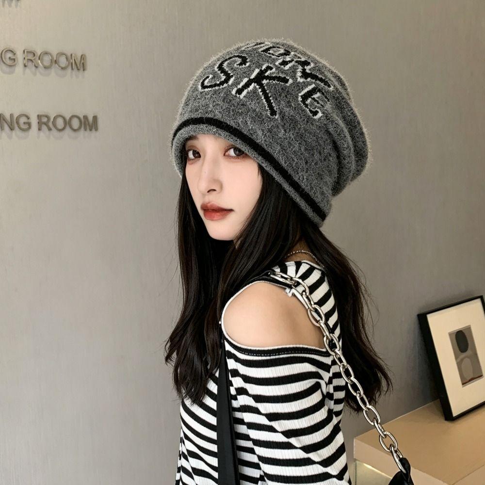 Windproof Beanies Hat Large Head Size Bucket Hat Stylish Winter Hat For Couple