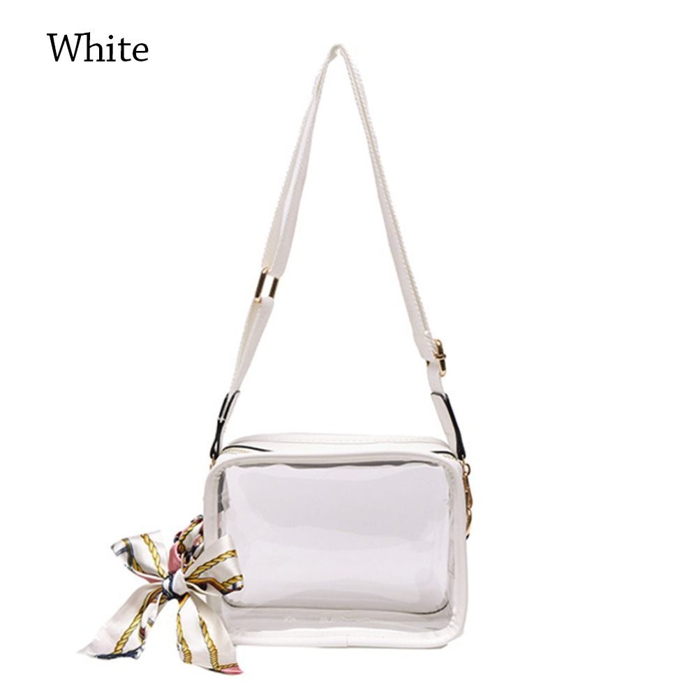 Fashion Shoulder Messenger Bag Transparent Crossbody Bag for Women Girls PVC Jelly Handbag(Excluding ribbons)