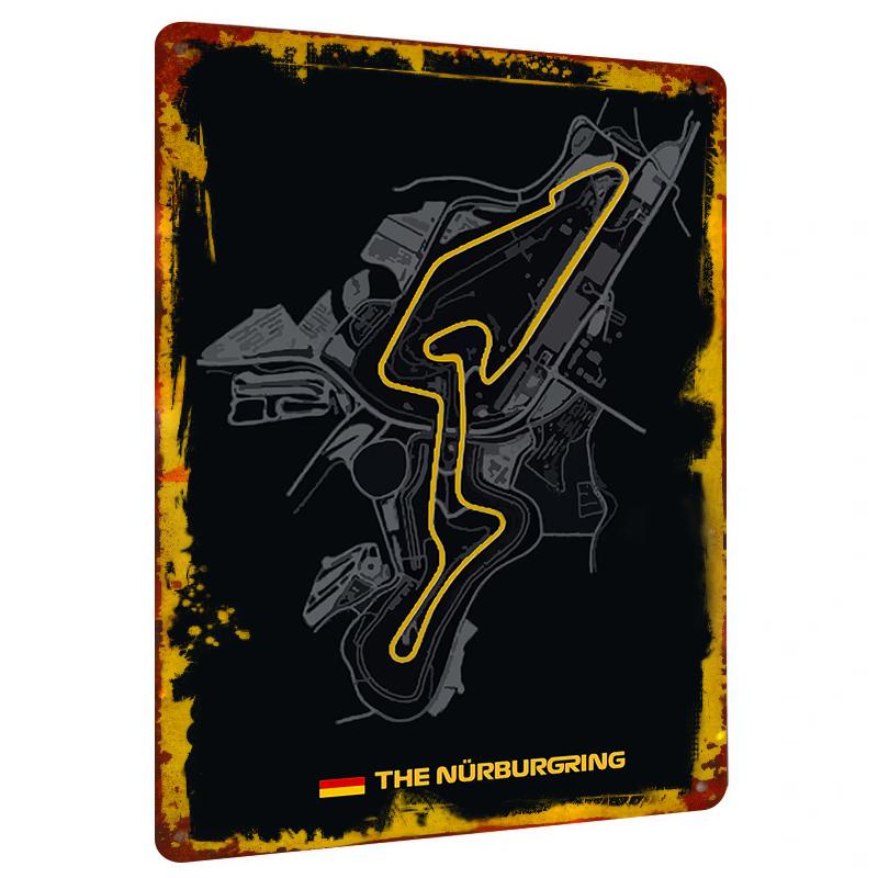 

Nurburgring Track Metal Wall Art Racing Decor Car Enthusiast Gift Home Decoration for Garage Office 20x30cm（7.8x11.8inch）