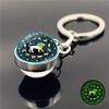 12 Zodia Signs  Keychain Bag Pendant Time Gemstone Double Sided Glass Ball Keychain