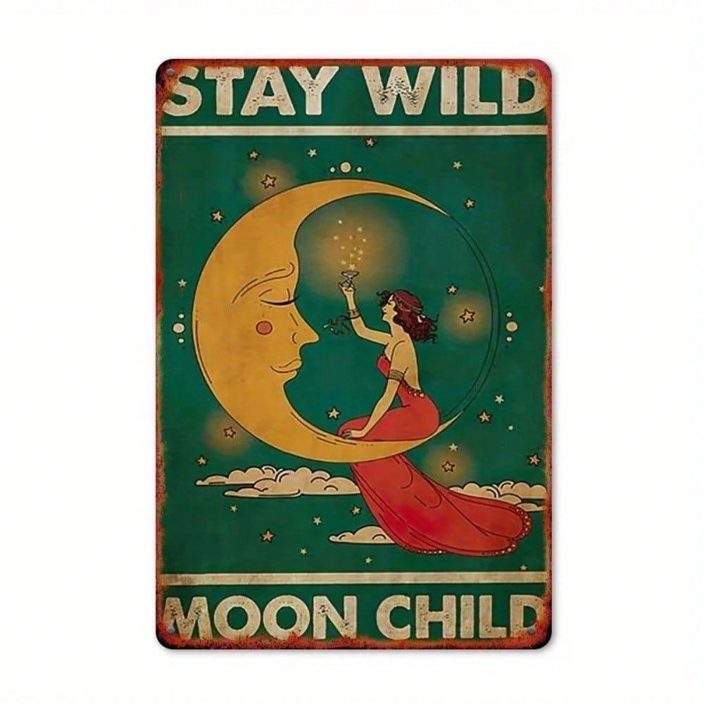 Vintage Metal Tin Sign Wild Moon Youth Retro Wall Decor for Home Bar Cafe Garage