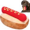 Jeanoko Hot Dog Toy Exquisite Design Food Shape Stuffed Toy Squeezable Soft Plush Dog Toy Soft Plush Hot Dog Shape for Cats Dogs