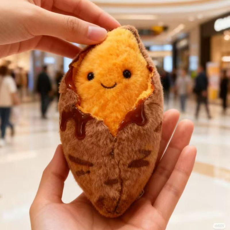 Cute Roasted Sweet Potato Plush Toy Keychain For Girls Winter Children'S Gift Heart Decoration Bag Hanging Soft Stuffed Animal