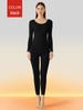 Women's Seamless Brushed Thermal Underwear Set - Round Neck Slim Fit for Autumn and Winter
