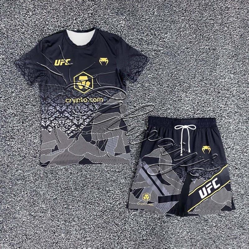 2026 New UFC Top Warrior Islamic Makhachev Battle T-shirt and Shorts Men s Breathable Shirt Wrestling Running Sweat Absorber Set 2XL