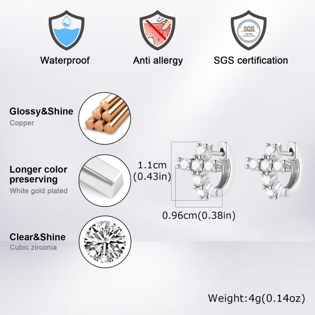 Fashion Dainty Cross Hoop Earrings for Men Boys, Hip Hop Zircon Huggies Earrings, Hypoallergenic Piercing Jewelry