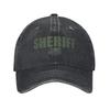 Sheriff OD Green On Duty Uniform Baseball Caps Unisex Distressed Denim Washed Snapback Cap Outdoor Travel Adjustable Fit Hat
