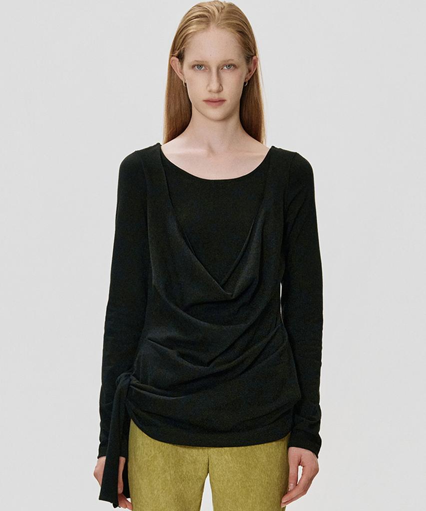 KIMZISU Deep Cowl T-Shirt_Black
