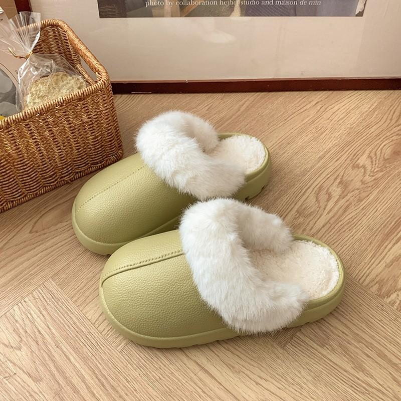 

СъемныеВодонепроницаемыеХлопковые тапочки на толстой подошве для мужчин и женщин, Осень и Зима Нескользящие Домашние для ношения в помещении и на улице, Теплый пушистый хлопок 40/41 зелёный