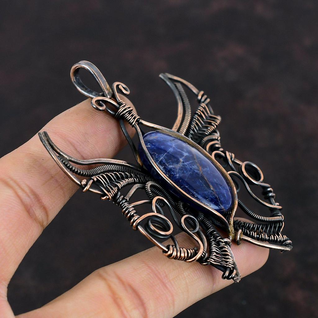 Sodalite Pendant Copper Wire Wrapped Pendant Butterfly Pendant Wire Wrap Jewelry Handmade Pendant Copper Jewelry Gemstone Pendant For Gifts