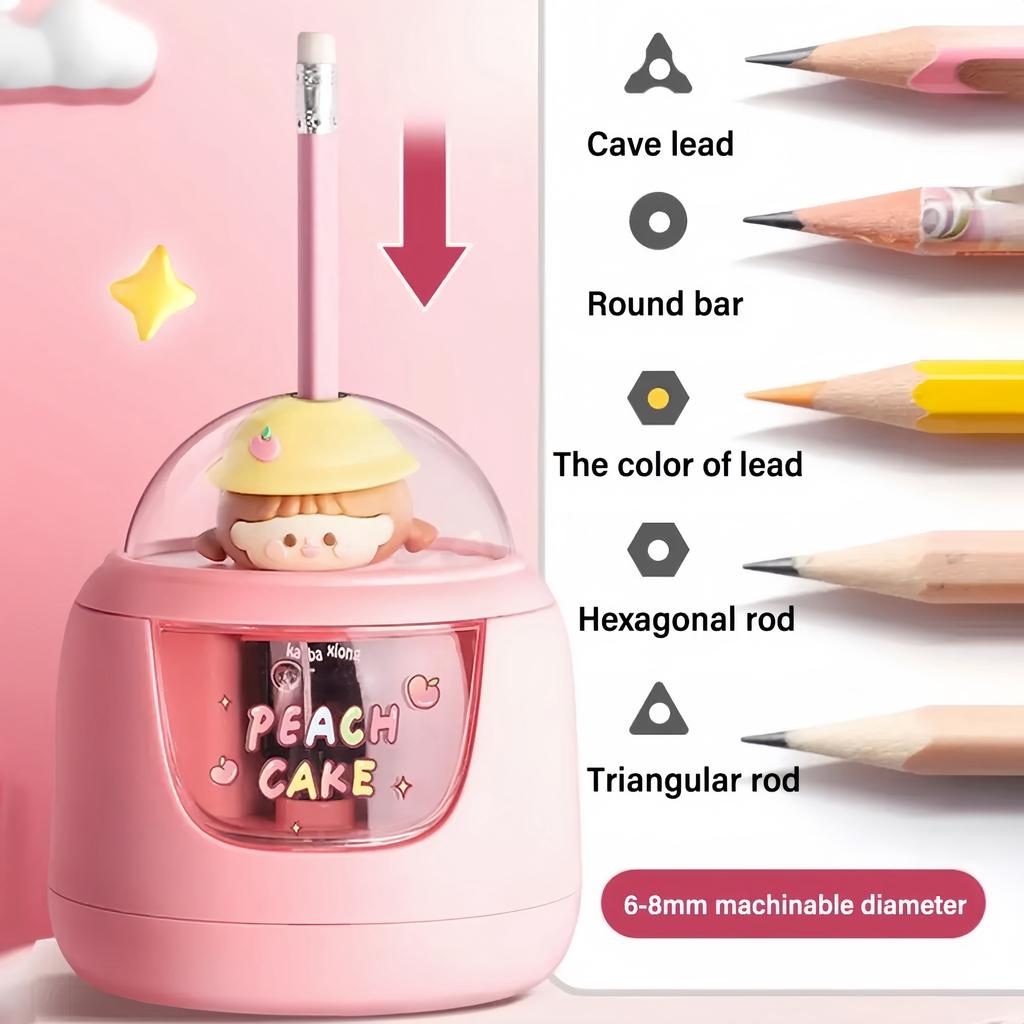 1 Piece Cute Cartoon Electric Pencil Sharpener, Batteries Not Included, Student Creative Upgrade, Whimsical School Item