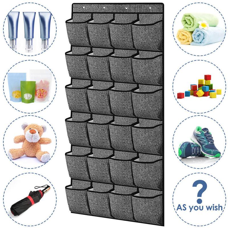 24Pocket Hanging Shoe Holder Storage Box Over Door Rack Hanger Closet Organize