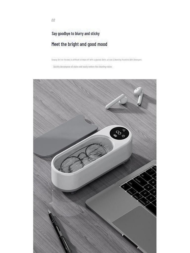 Portable Ultrasonic Glasses, Jewelry, and Braces Cleaner with Display Screen