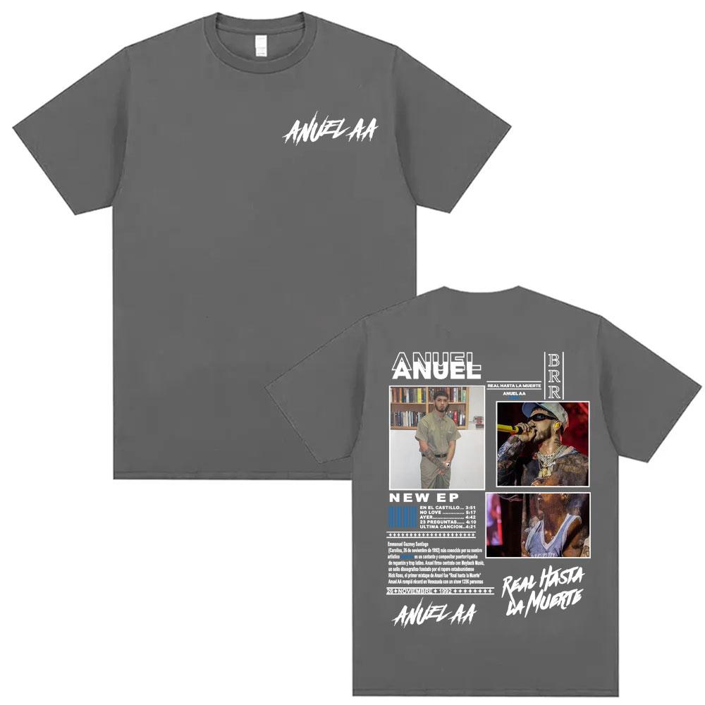 

Anuel AA Real Hasta La Muerte Album Cover Tshirt 2026 Summer Mens Clothing High Street Y2K Tshirt Luxury Cotton Mens Tshirt M