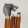 91.44 Cm Wolf Head Walking Cane Wooden Stick with Brass Handle Gift for Him, Her, Father, Mother, Grandmother, Grandfather