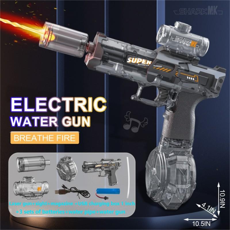 Electric Water Gun With Nozzle Flame Muzzle Automatic Spray Gun Remote Summer Outdoor Swimming Pool Water Toy Gift