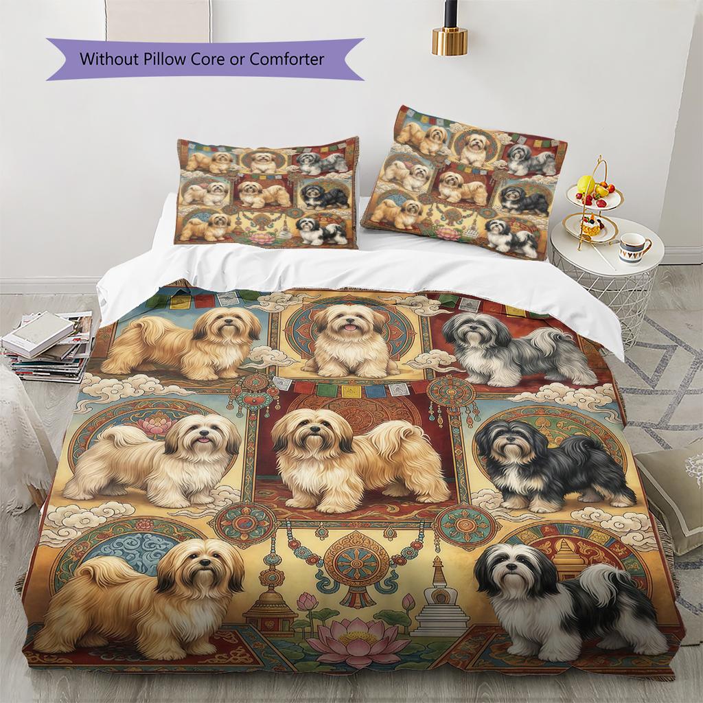 Biancheria da letto con motivo cucciolo e fiori carini, Set piumino Copripiumino Federa Regalo di compleanno per la casa (1 * copripiumino + 2 * federa, senza nucleo)
