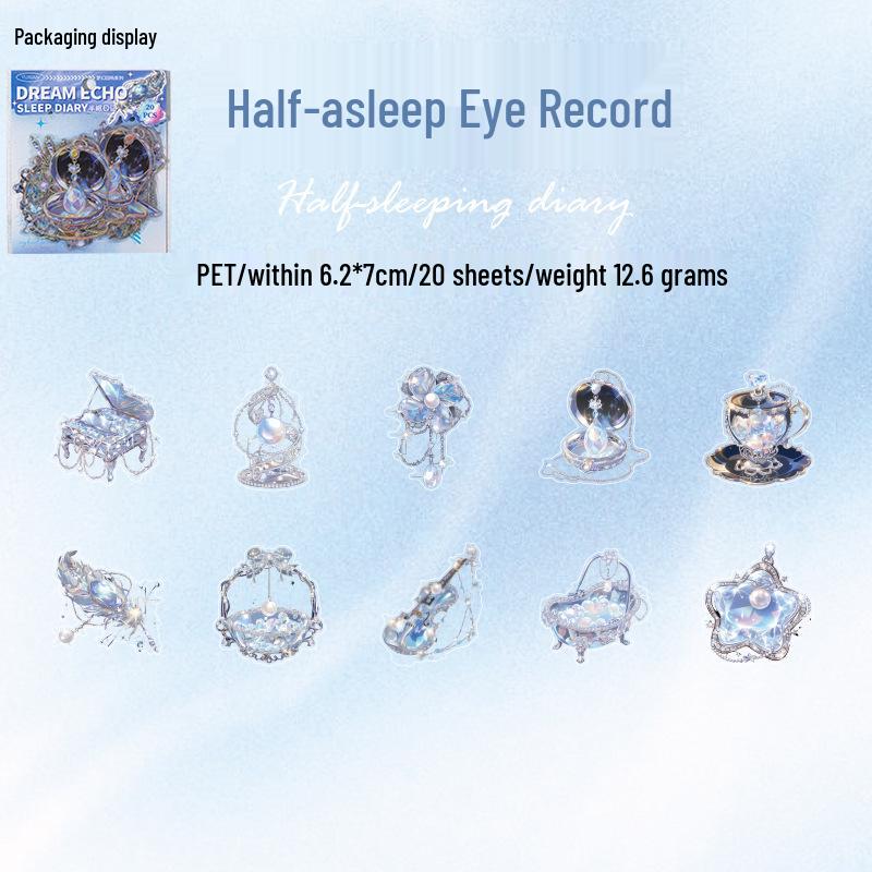 Yu Xian French Romantic Sticker Pack: Dream Echo Series, 20 Hot Stamped Journal Stickers in 4 Styles.