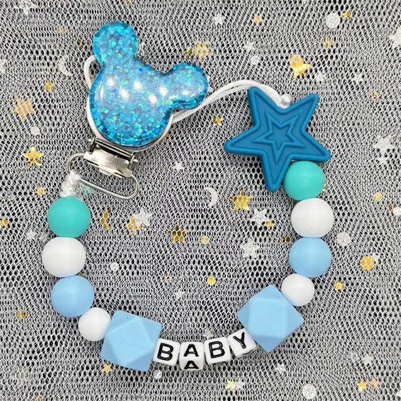 Baby Pacifier Clip Personalised Name Dummy Nipple Holder Chains Newborn Feeding Newborn Custom Pacifiers Clip Chew Teething Toys