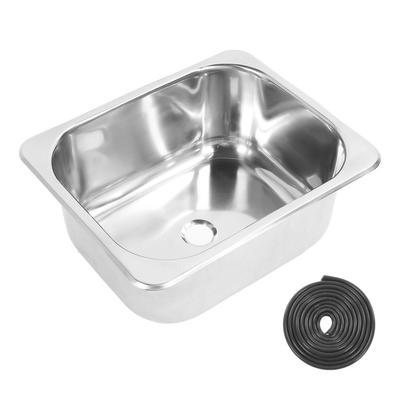 Karavan Lavabosu 304 Paslanmaz Çelik Parlak Yerleştirme Tek Gözlü Lavabo Havzası 40mm Drenaj Çıkışlı Kamp Aracı Tekne İçin