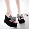 Women Slippers Outdoor New 11cm Super High Heel Beach Flip Flops Women Sandals Cute Fashion Bow Outer Wear Platform Slippers