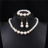 Fashion Pearl Necklace Set For Women - Bracelet And Earrings Set Wedding Jewelry Set For Brides.