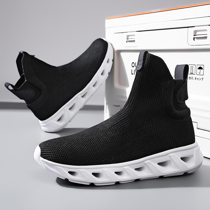 Large size 48 men's shoes mesh breathable casual shoes trendy men thick soles increase height lightweight one-pedal lazy shoes