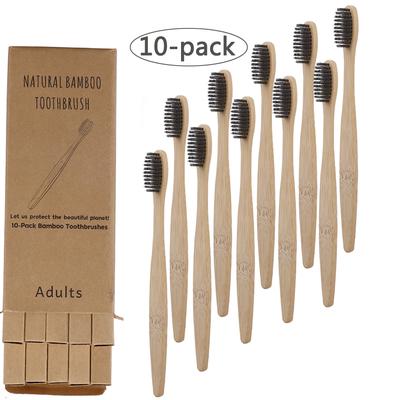 10PCS Zahnbürsten mit weichen Borsten entfernen Oberflächenflecken komfortable Griff Bambus Zahnbürsten Set für