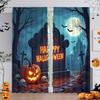 Halloween - Gothic-style Ghost Pumpkin Lantern Cemetery Scene Printed Curtains   Home Decoration   Room Decoration
