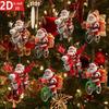 8Pcs Christmas Wooden Bicycle Santa Claus 2D Flat Wooden Pendant Christmas Tree Decoration Perfect Holiday Gift Decor