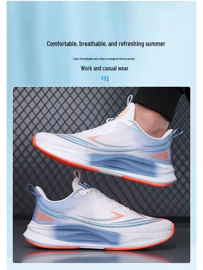 Men's Lightweight Mesh Sneakers: Breathable, Non-Slip, Fashionable, Casual Shoes with Thick Sole for Running.