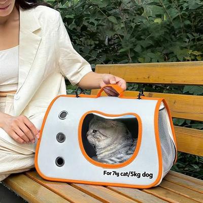 Portable Pet Carrier Bag for Cats & Small Dogs - Oxford Fabric, Breathable Mesh & PVC Clear Window, Foldable for Outdoor Travel