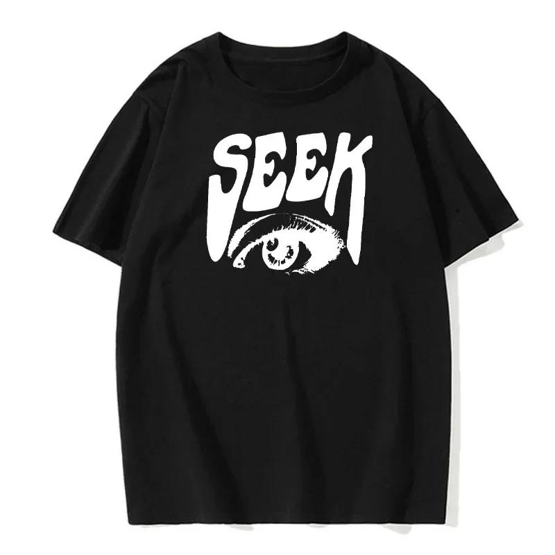 Seek Anticipated Gaze Printing T-Shirts Men Soft Loose Tshirs Breathable Summer Street Hip Hop T-Shirts Cotton Loose Tee Clothes