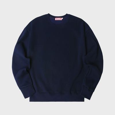HELLVN H/V Plain Helven Oversized Fleece-Lined Sweatshirt_Navy (Mom4-0Hv)