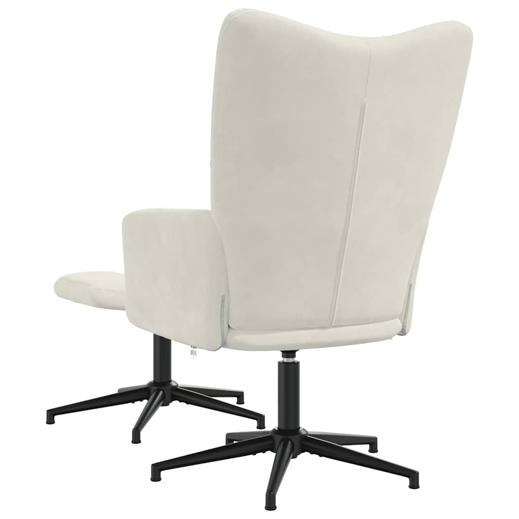 Relax Armchair with Footstool Cream White Velvet