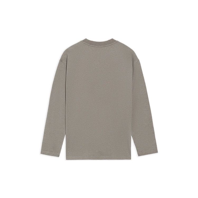 Li-Ning Logo Embroidered Loose Round Neck Long Sleeve T-Shirt Men Tops Brown AHSS130-2