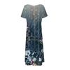 Women's Fashion And All- Summer Temperament V-neck Printed Short-sleeved Dress
