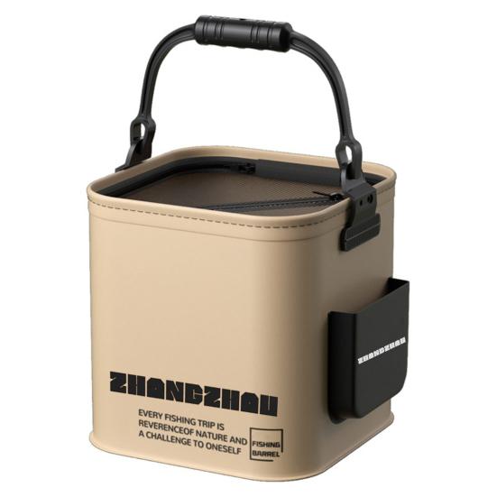 8L Foldable Outdoor Bucket Waterproof Multi-Functional Collapsible Bucket with Zipper Closure Lid Live Bait Bucket Fish Container Camping Food Storage