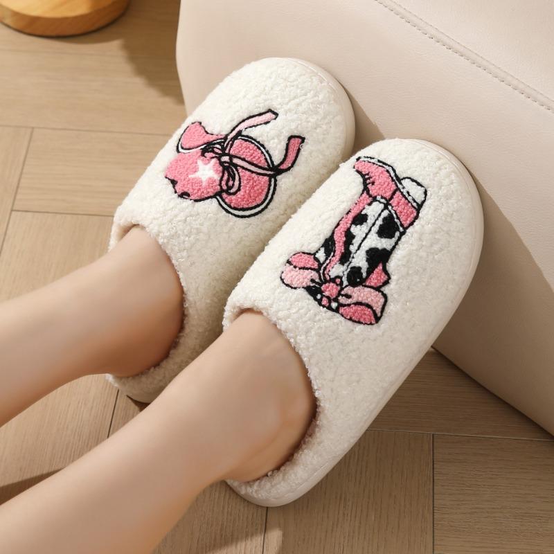 New winter flower boots cotton slippers women's home indoor thermal slippers slippers autumn and winter home